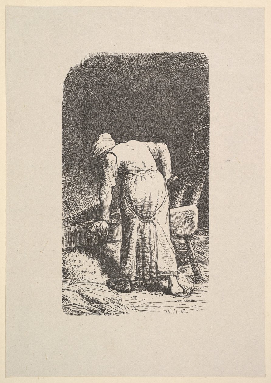Femme coupant du blé - Jacques Adrien Lavieille