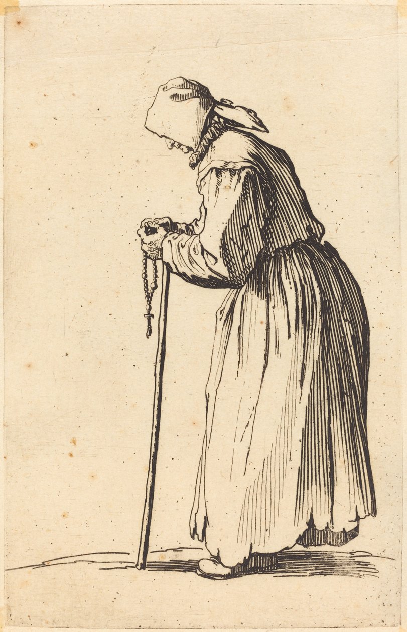 Mendiante avec chapelet - Jacques Callot