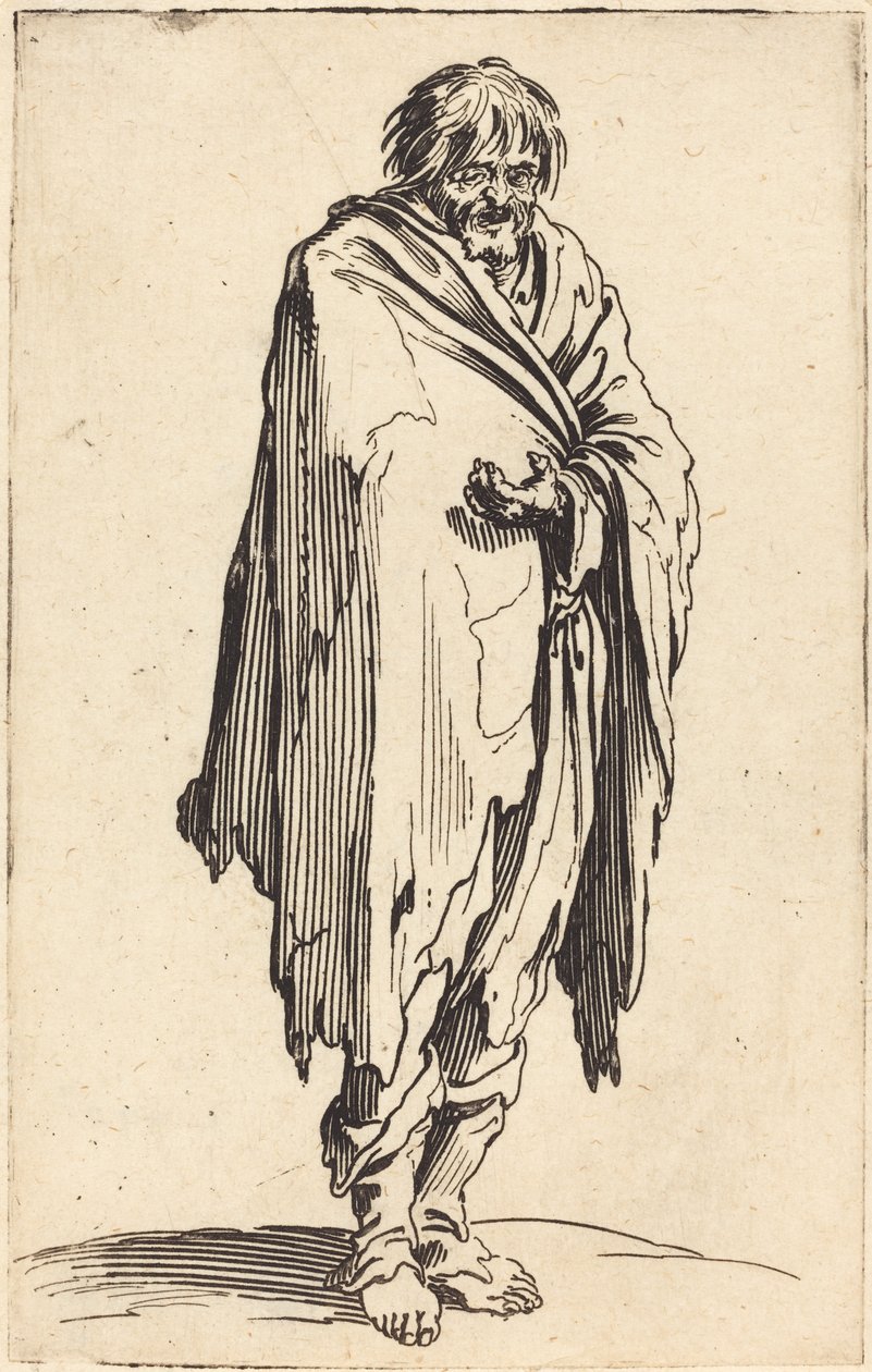 Mendiant avec tête et pieds nus, c.1622 - Jacques Callot