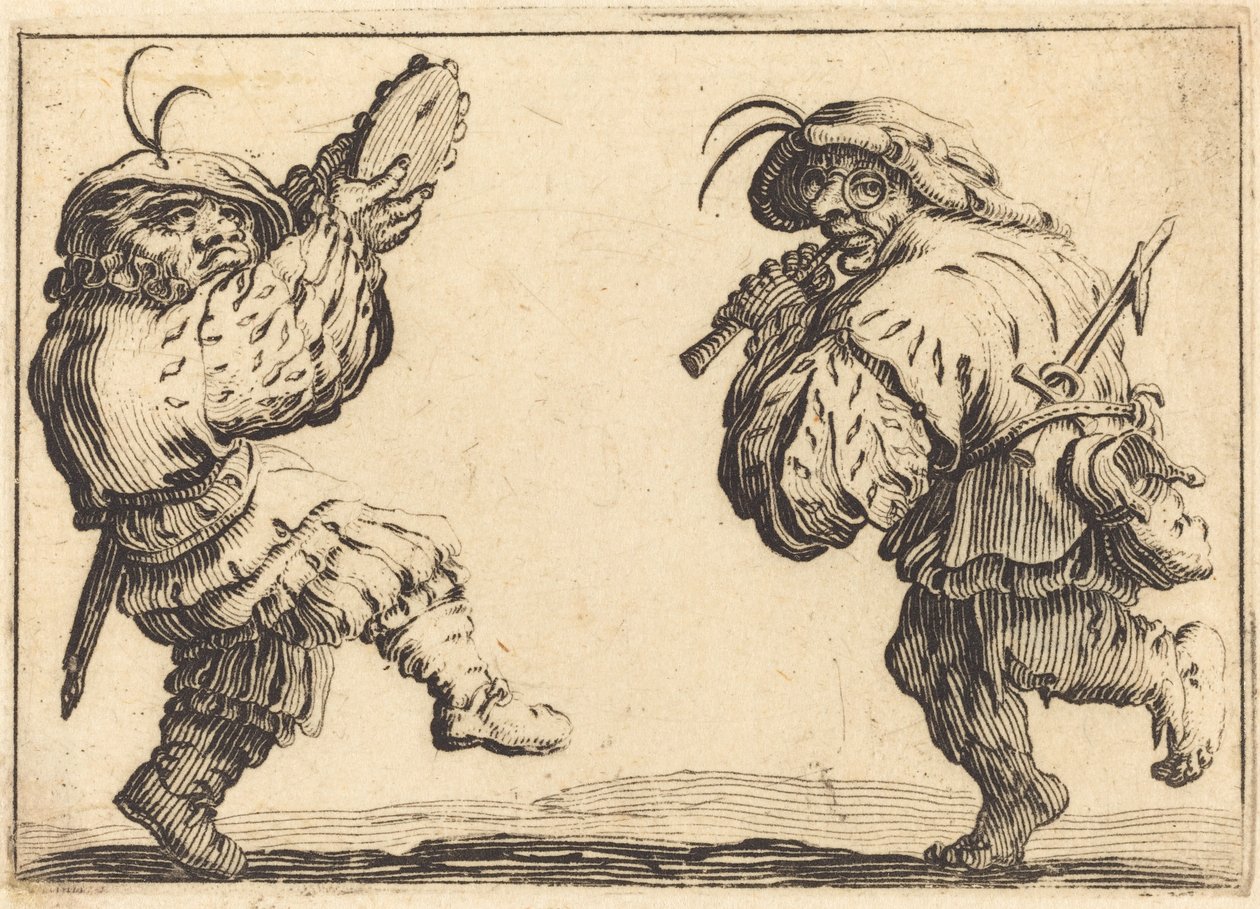 Danseurs avec flûte et tambourin, vers 1617 - Jacques Callot