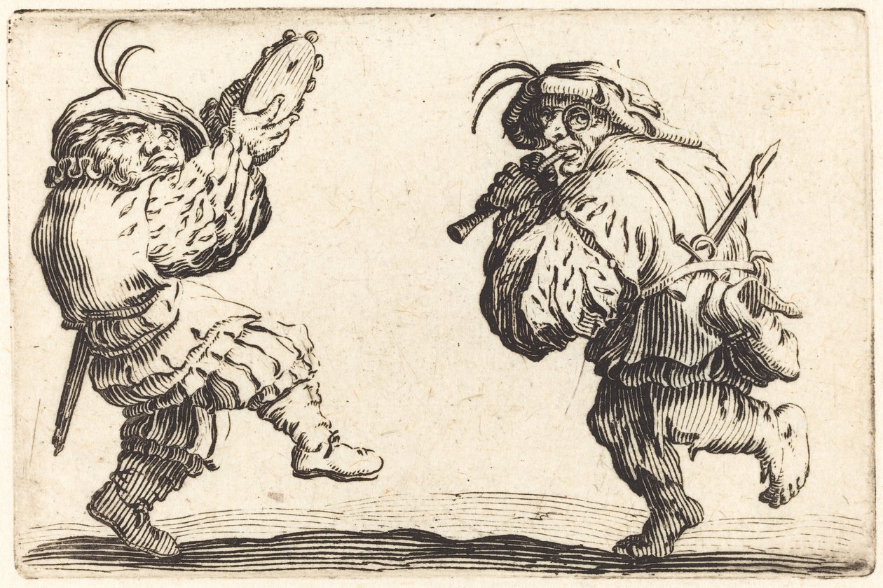 Danseurs avec flûte et tambourin - Jacques Callot