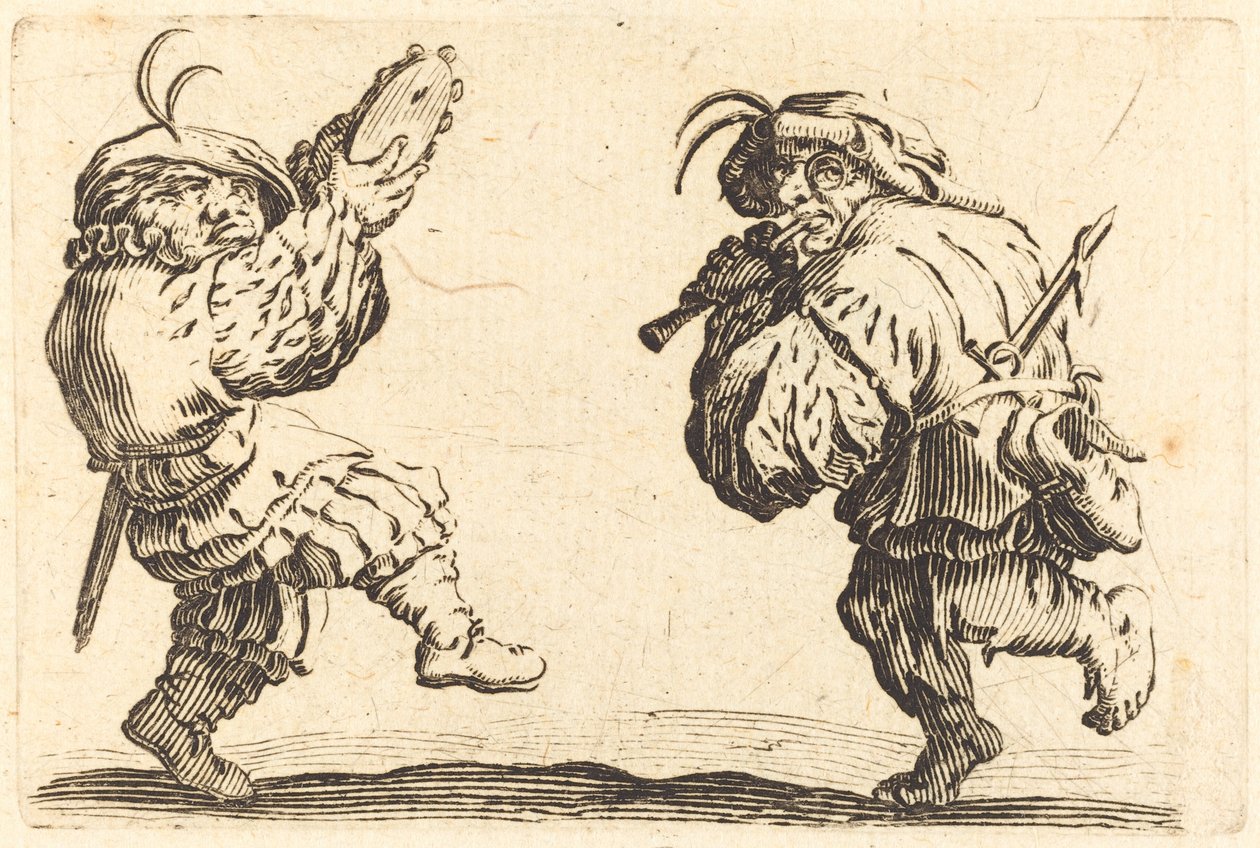 Danseurs avec flûte et tambourin - Jacques Callot
