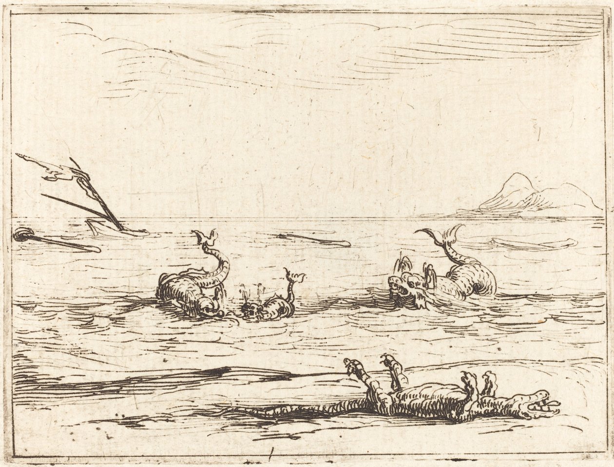 Dauphins et crocodile - Jacques Callot