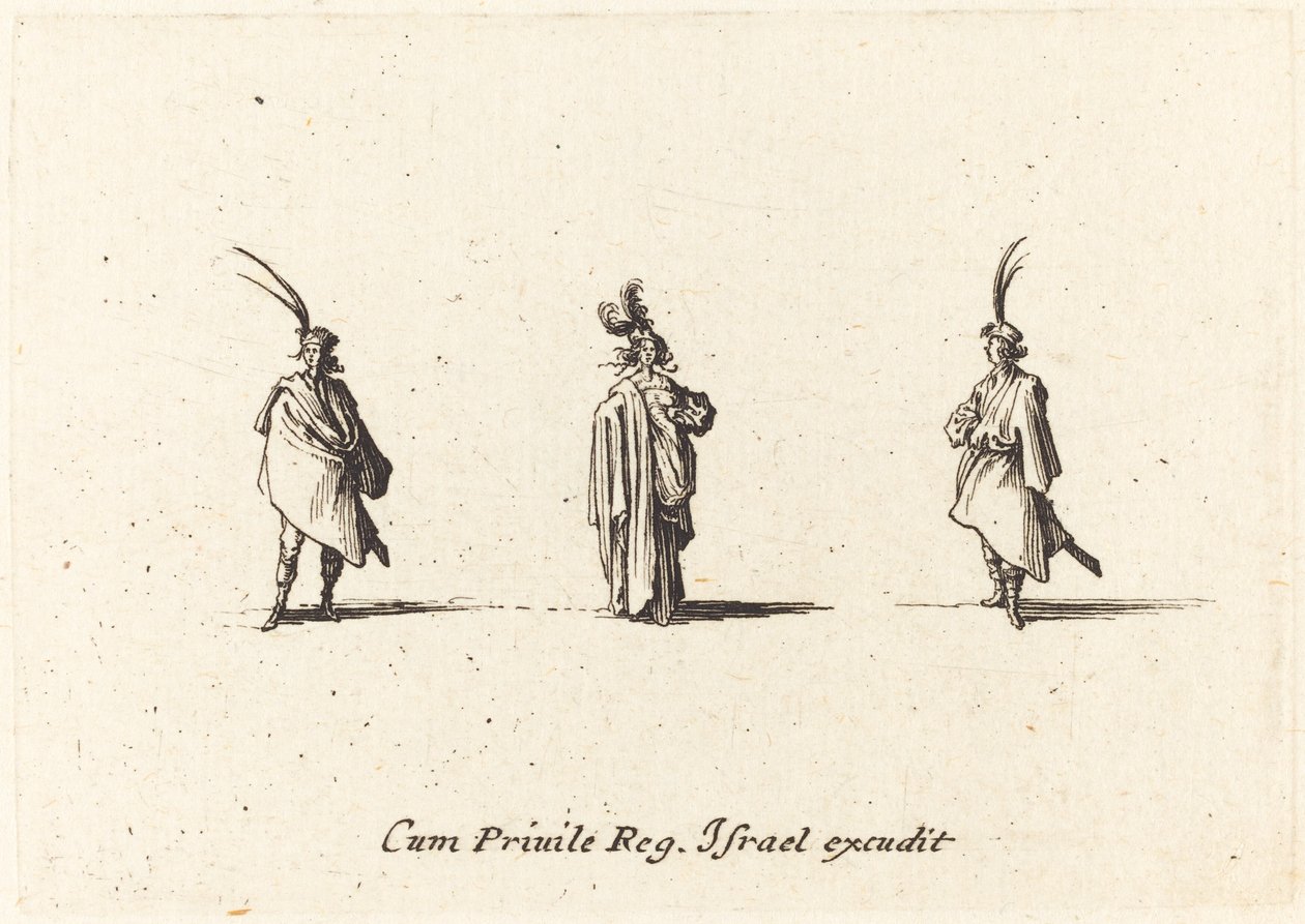 Dame en longue cape et deux messieurs - Jacques Callot