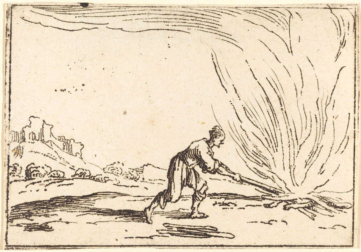 Homme assistant à un incendie - Jacques Callot