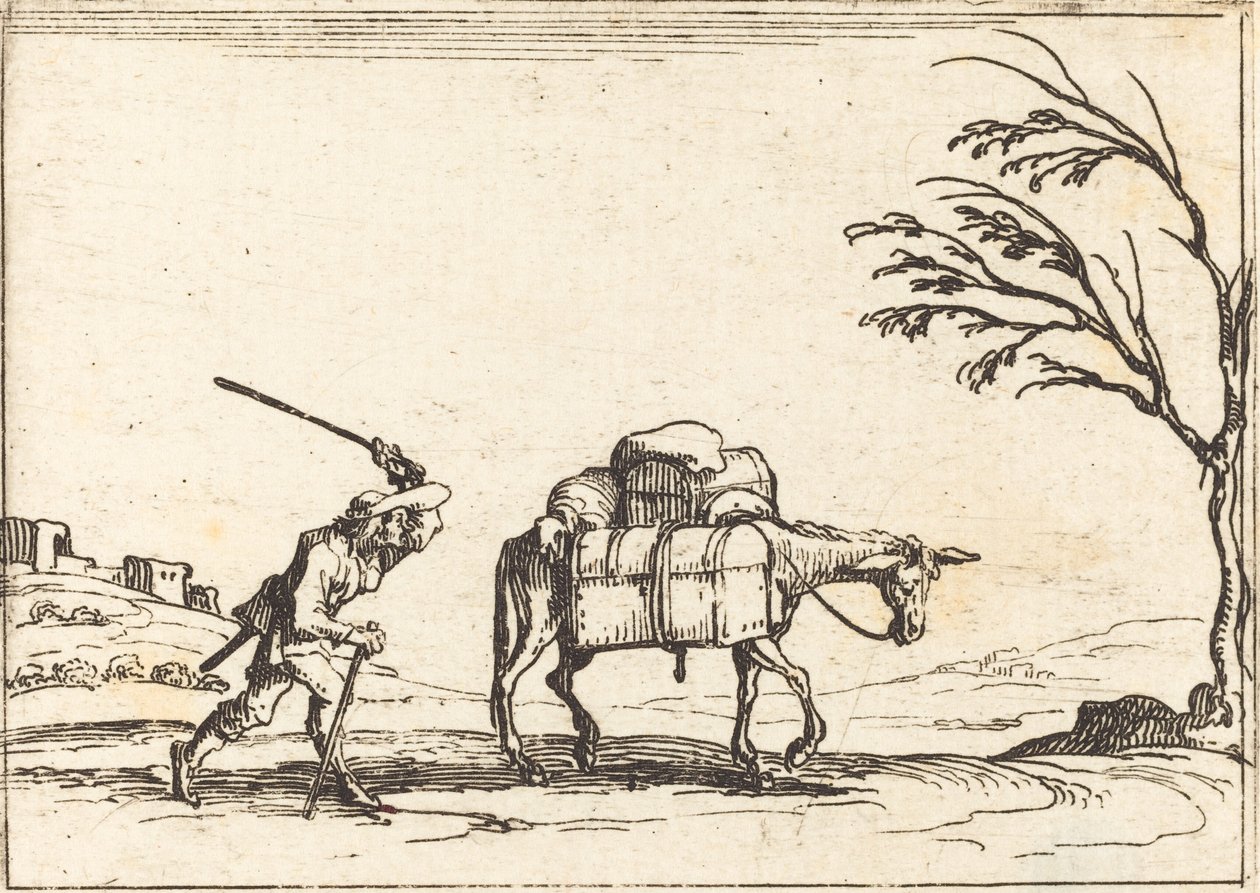 Paysans fouettant son âne - Jacques Callot