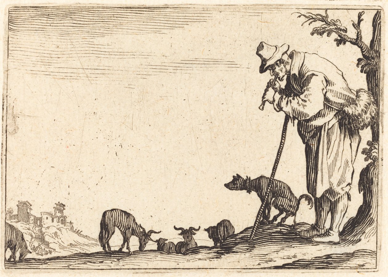 Berger jouant de la flûte - Jacques Callot