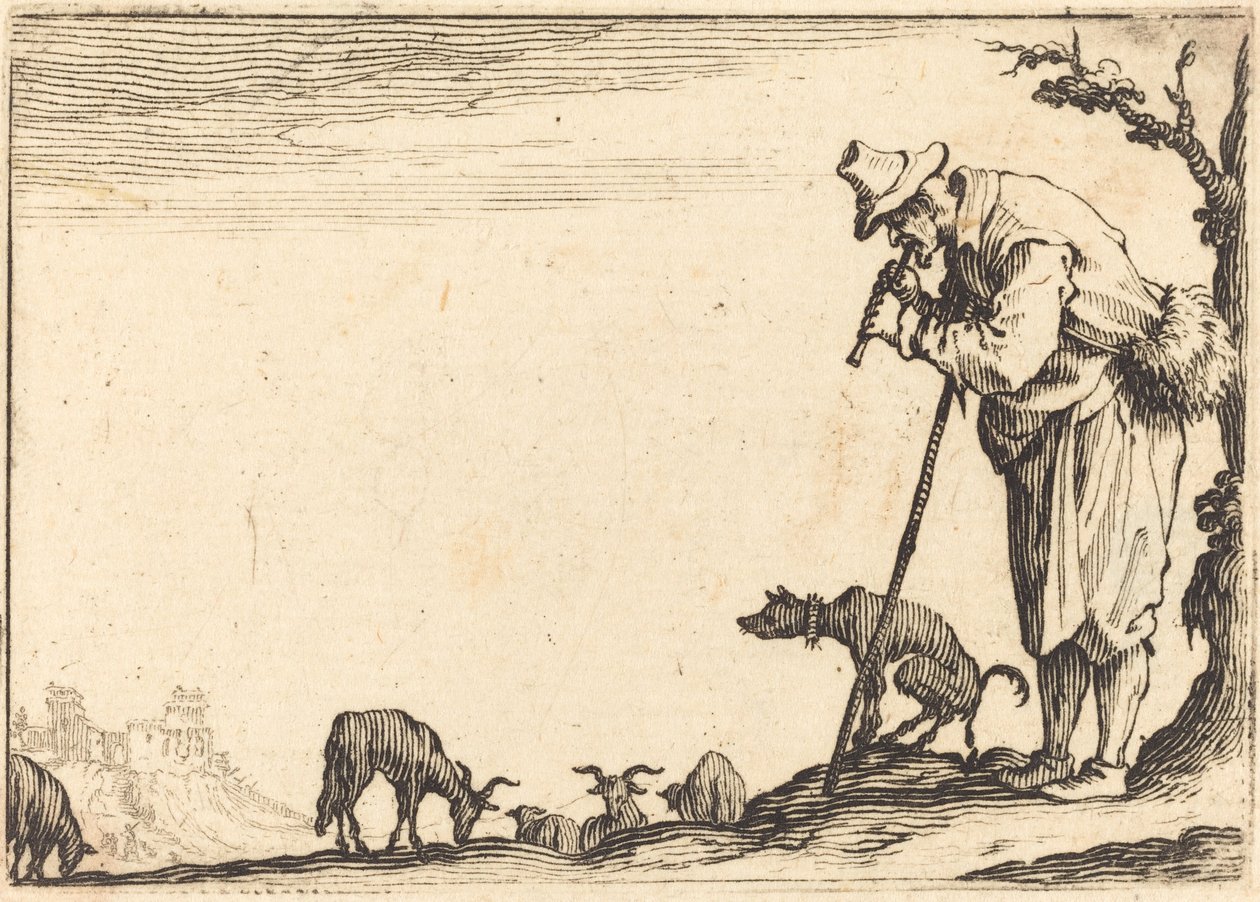 Berger jouant de la flûte, c. 1617 - Jacques Callot