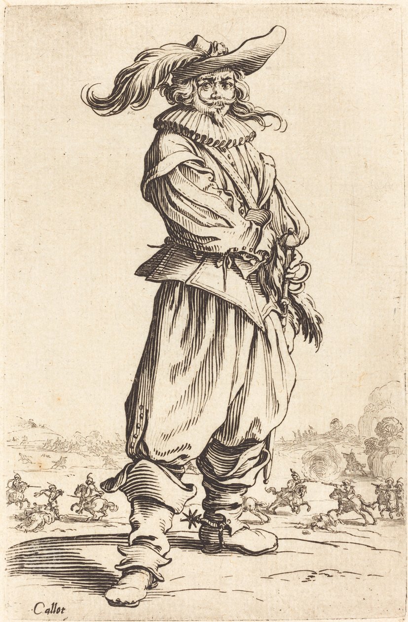 Soldat avec chapeau à plumes, vers 1620-1623 - Jacques Callot