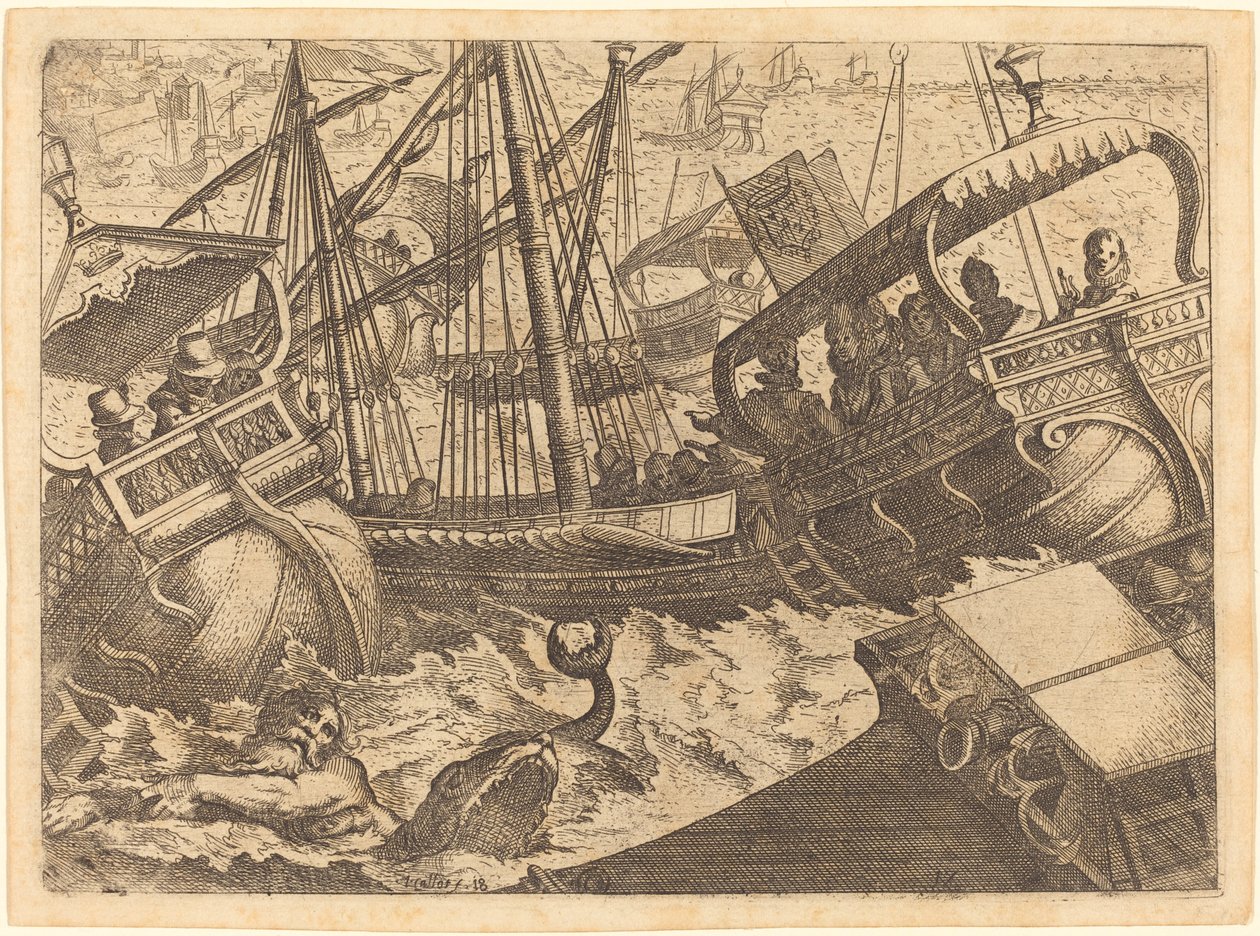 Tempête au large de Barcelone - Jacques Callot