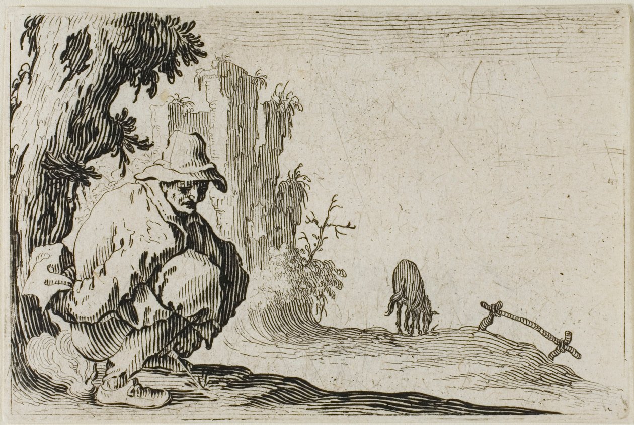 Le paysan accroupi, des Caprices - Jacques Callot