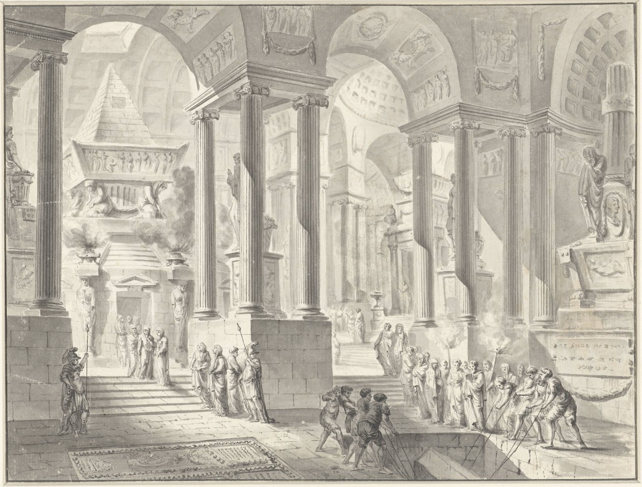 Funérailles dans un intérieur classiciste imaginaire - Jacques François Blondel