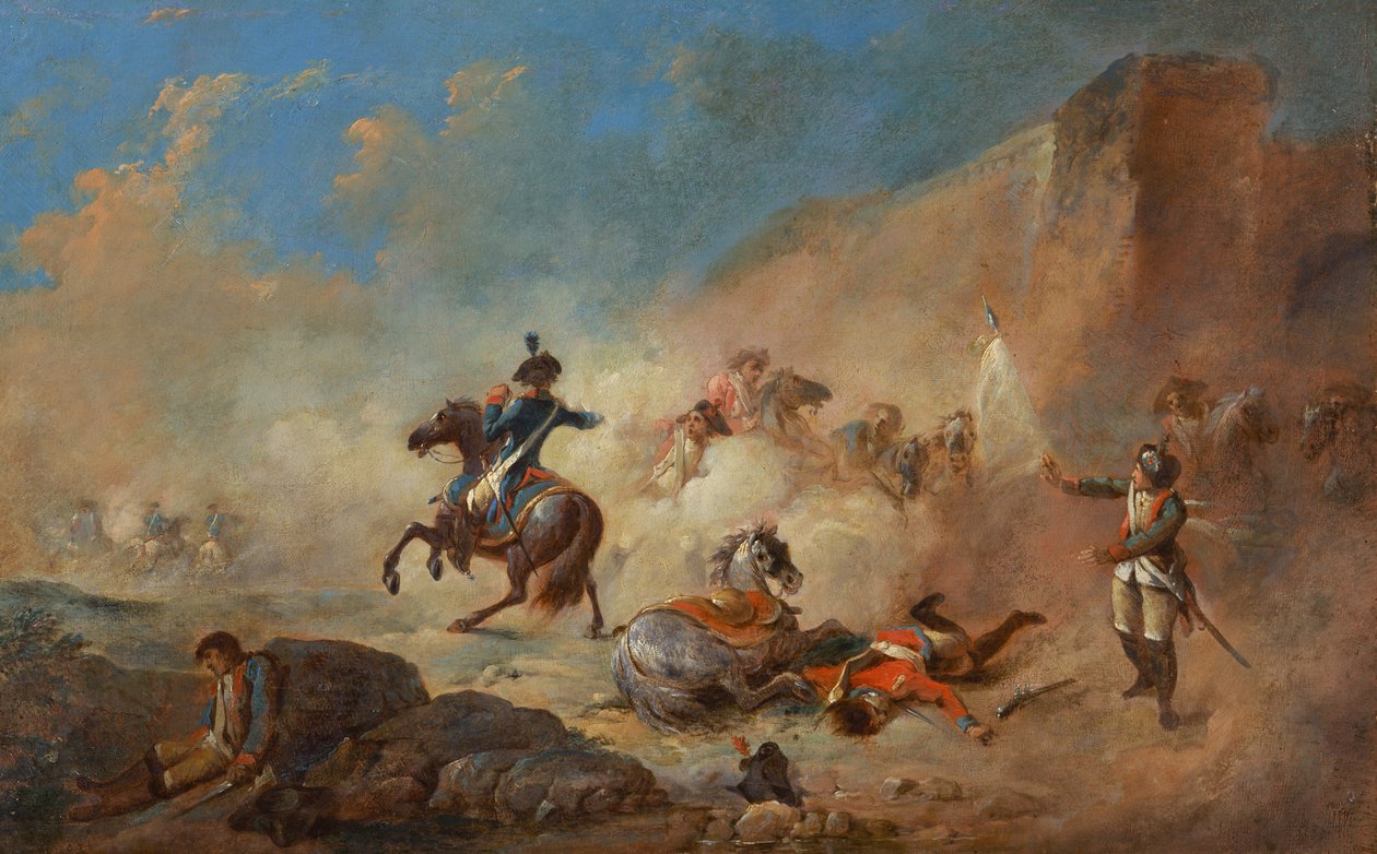 Combat de cavaliers anglais et français - Jacques Gamelin