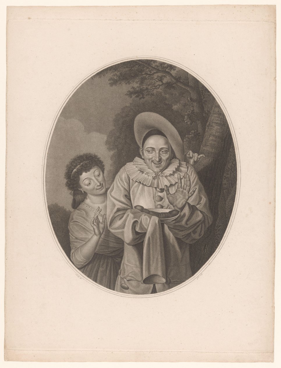 Pierrot avec une saucisse - Jacques Louis Copia