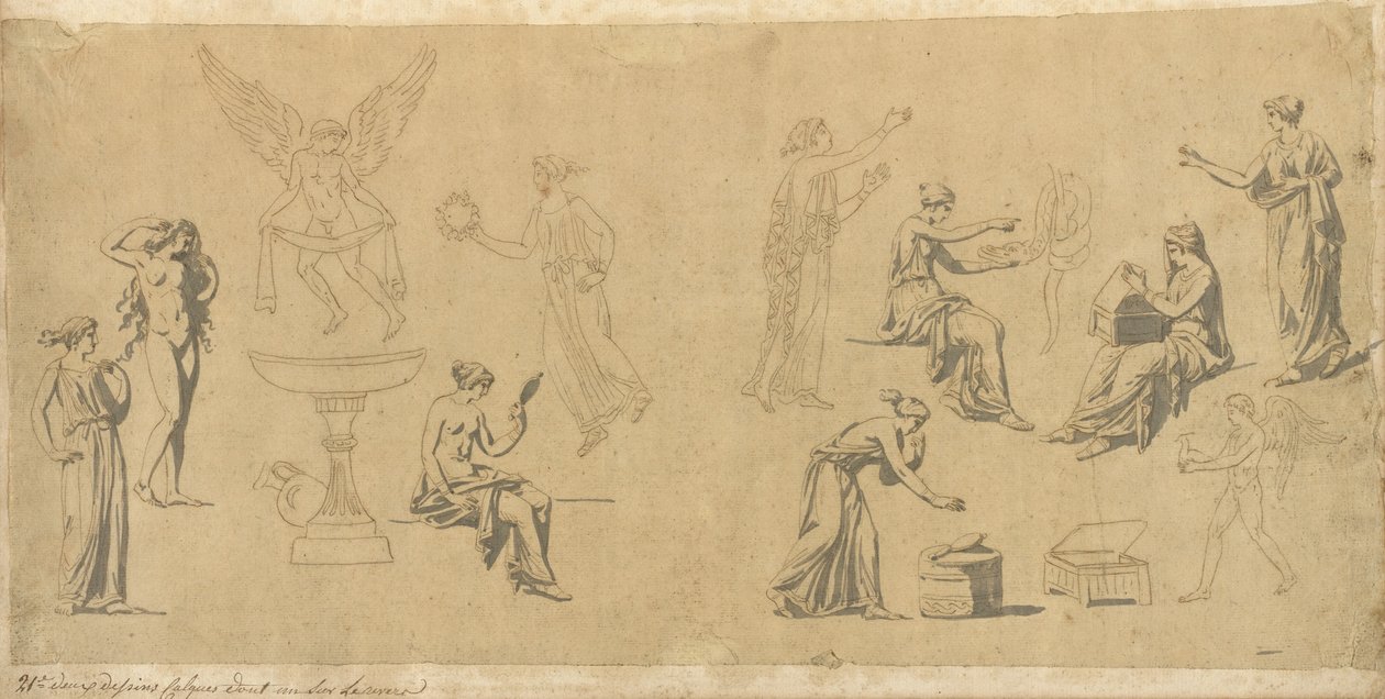 Études de femmes classiques, avec Éros - Jacques Louis David