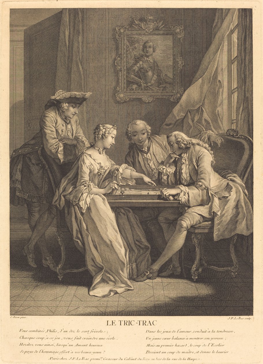 Le tric-trac - Jacques Philippe Le Bas after Charles Eisen