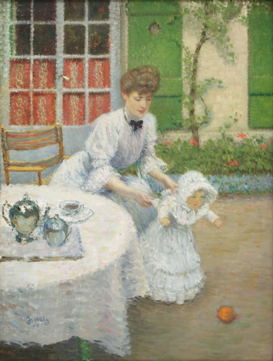 Jacques Wely Mère avec fillette jouant au ballon 1906 - Jacques Wely