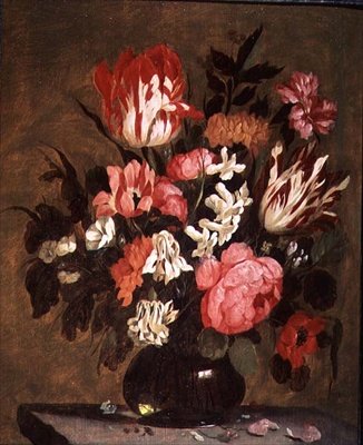 Fleurs dans un vase en verre - Jacques de Claeuw