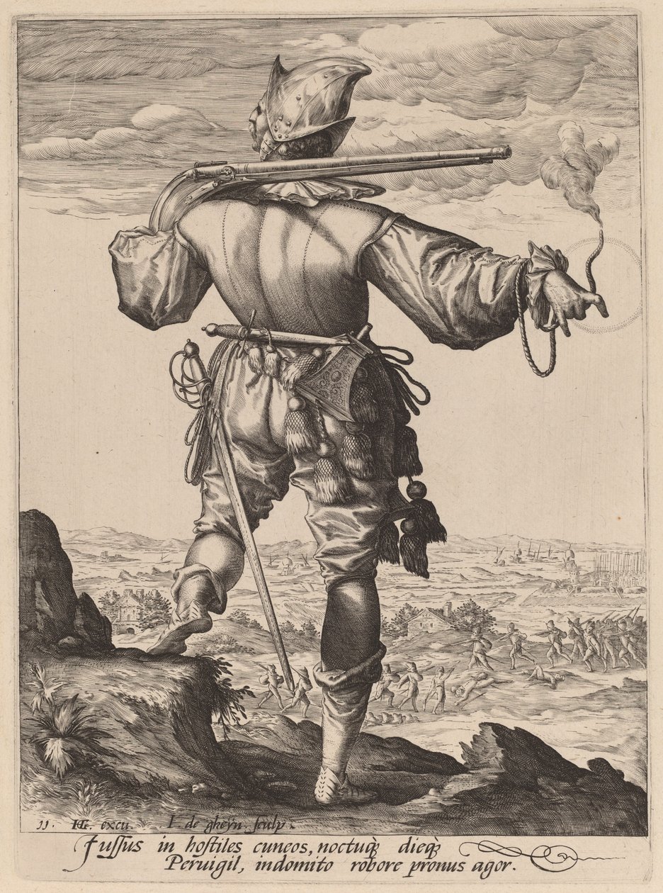 Mousquetaire casqué - Jacques de Gheyn II after Hendrik Goltzius
