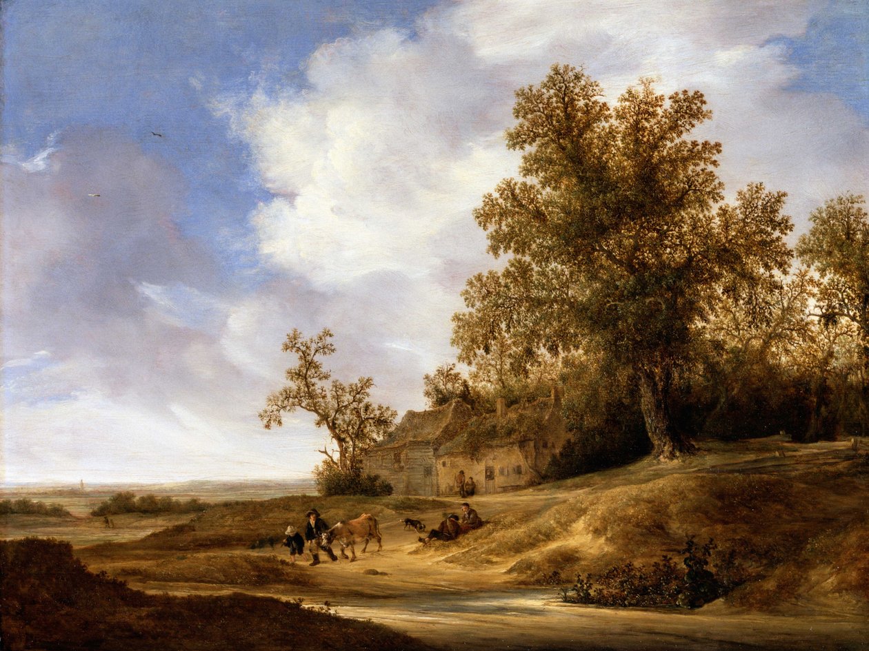 Une route près des cottages - Jakob Van Moscher
