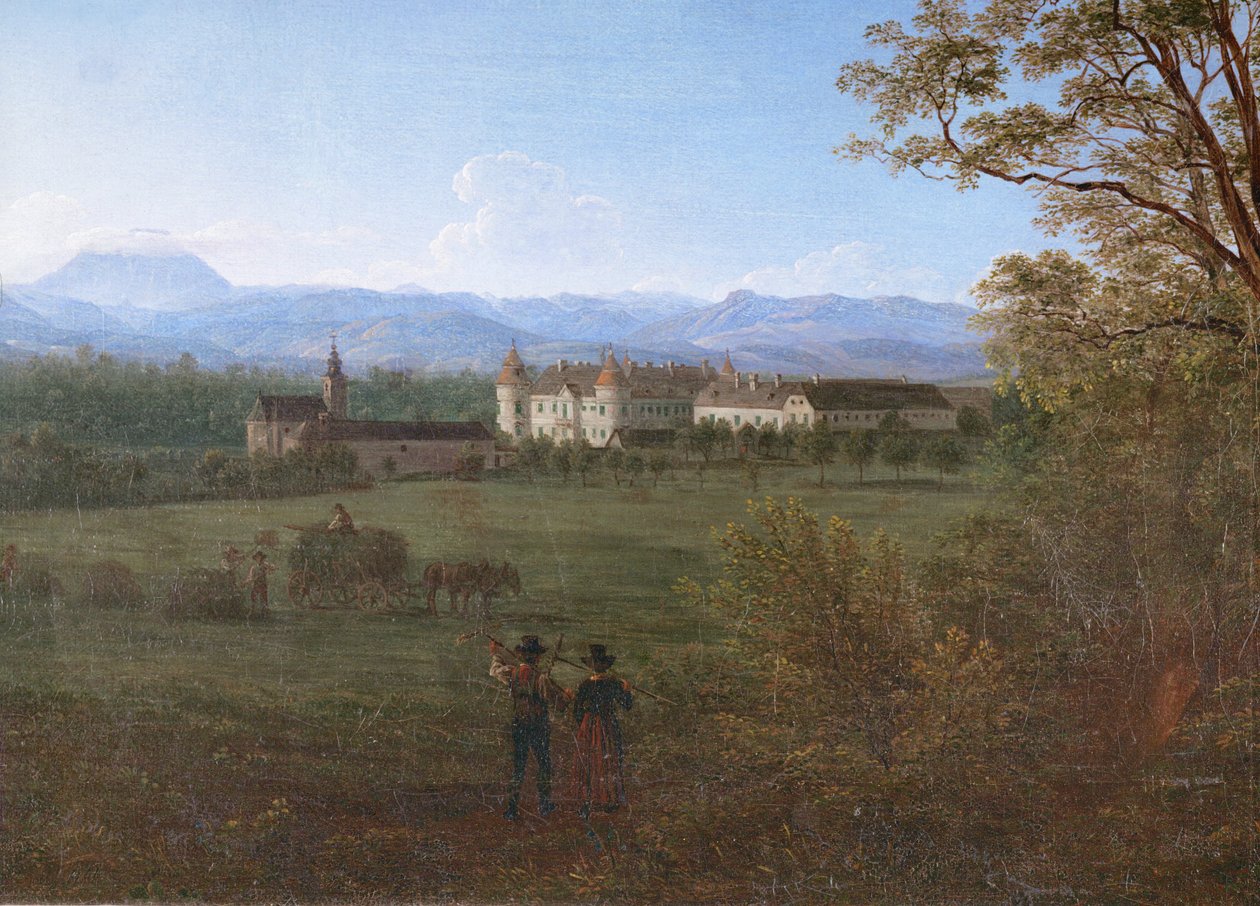 Château de Weinzierl, Basse-Autriche ... (huile sur toile) - Jakob Alt