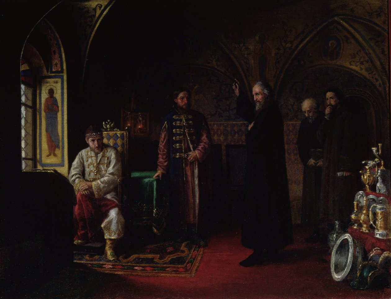 Métropolite Philippe de Moscou (1507-90) avec le tsar Ivan le Terrible (1530-84) - Jakov Prokopyevich Turlygin