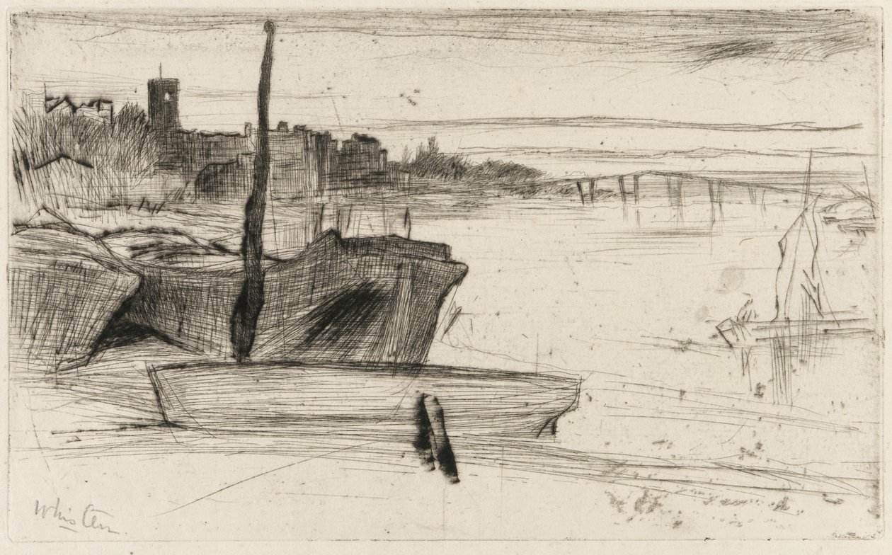 Pont et église de Chelsea, vers 1870-71 - James Abbott McNeill Whistler