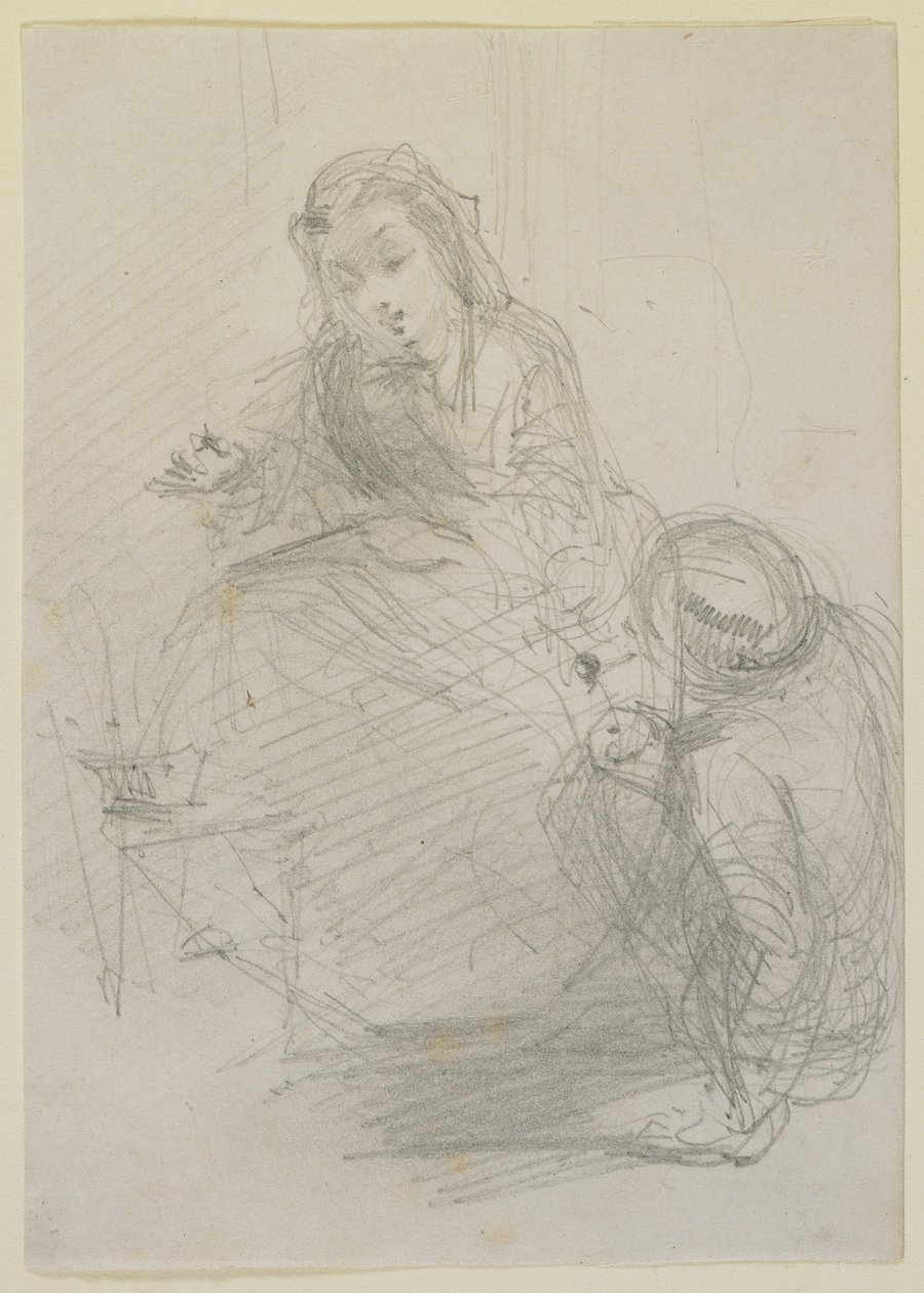 Deux figures : une fille assise et un homme au sol à sa gauche, c.1855-59 - James Abbott McNeill Whistler