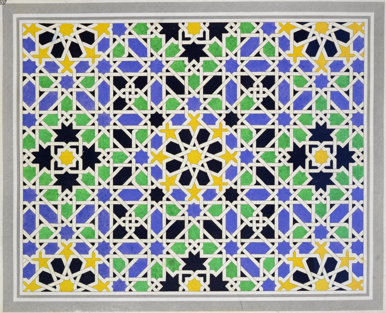 Mosaïque dans le soubassement de la porte dans le hall des Deux Sœurs, Alhambra, de 