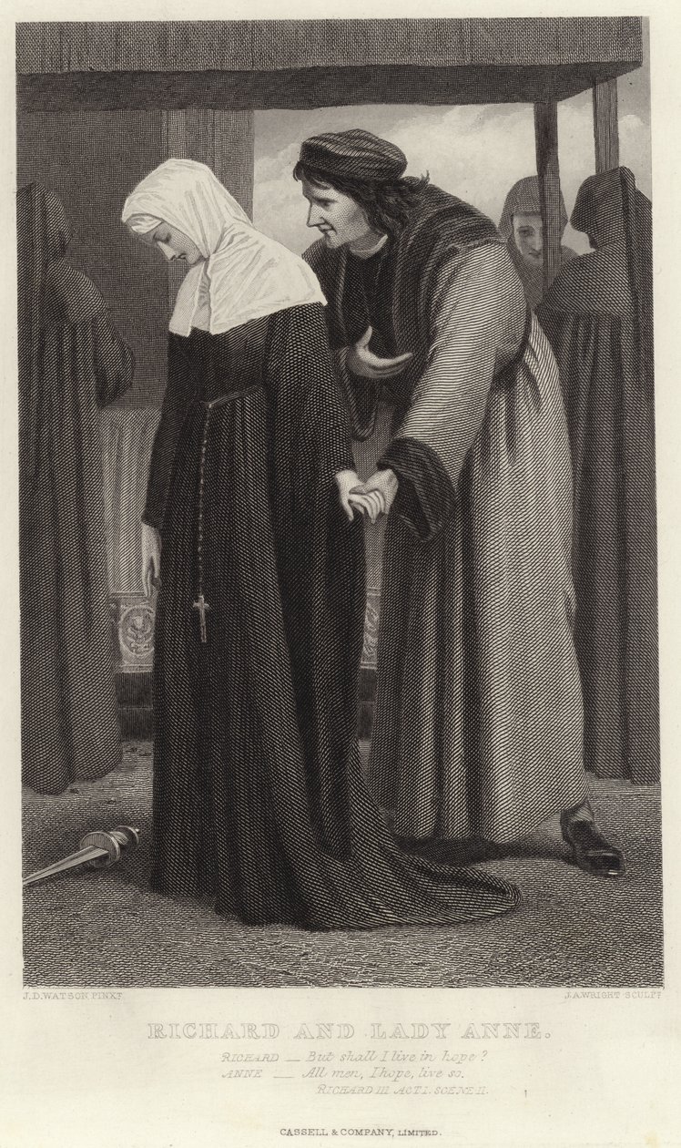 Richard et Lady Anne, Richard III, Acte I, Scène II - James Dawson Watson