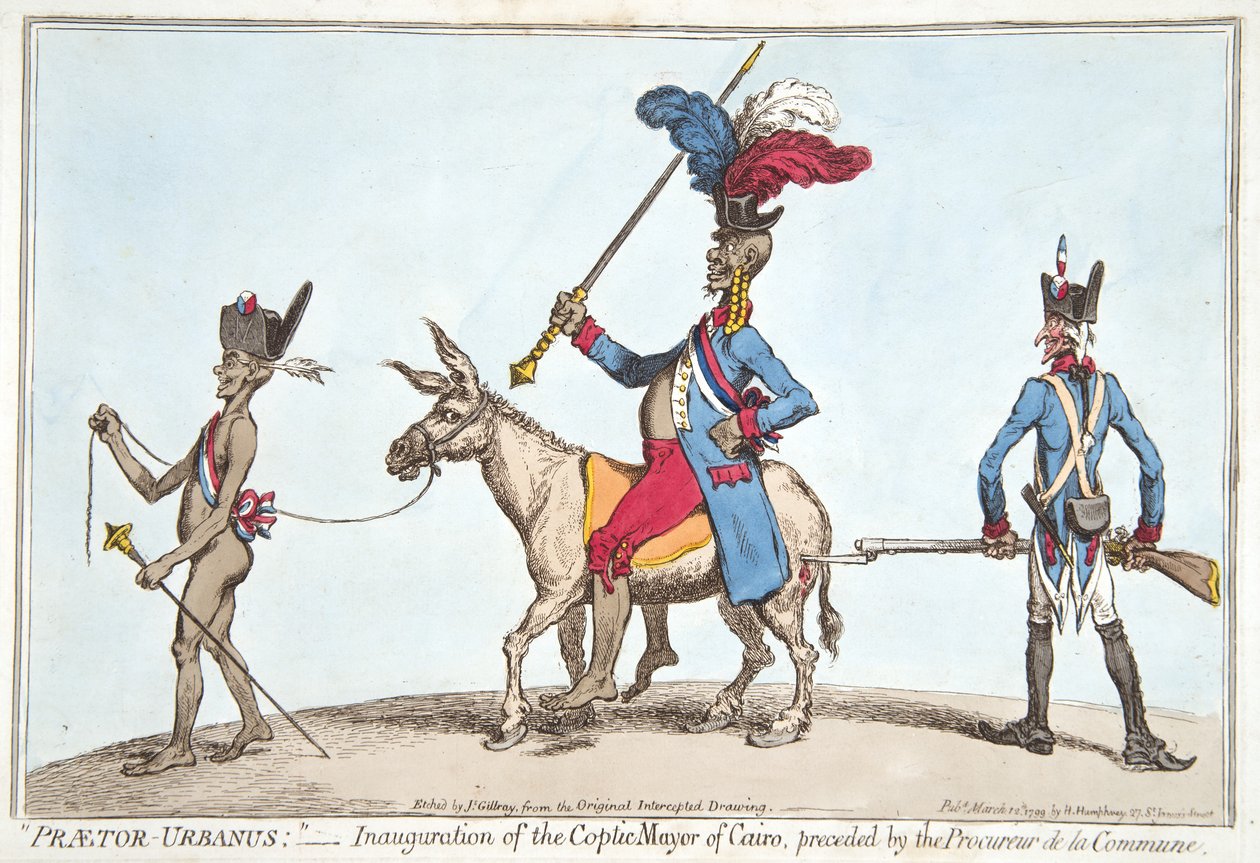 Praetor Urbanus - Inauguration du maire copte du Caire, précédé par le Procureur de la Commune, publié par Hannah Humphrey en 1799 - James Gillray