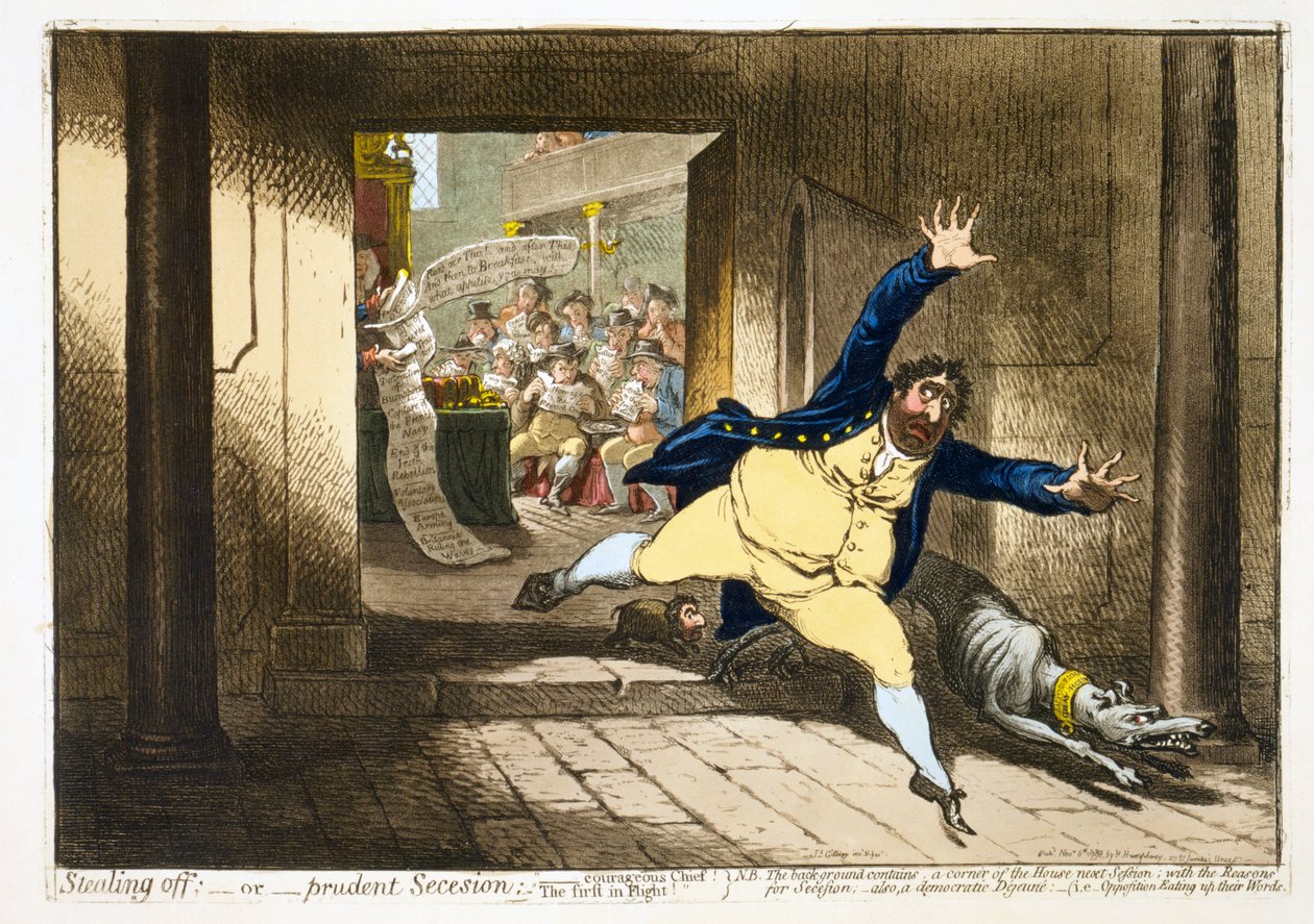Fuite discrète; - ou - Sécession prudente, pub. 1798 - James Gillray