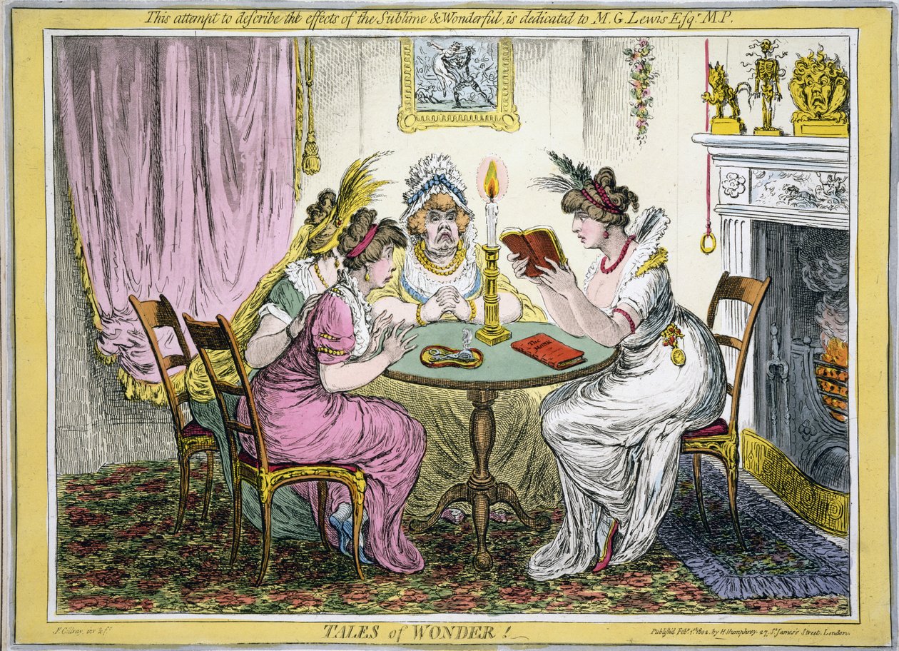 Contes de Merveille ! Cette tentative de décrire les effets du Sublime et du Merveilleux est dédiée à M G Lewis Esq MP, pub. H Humprey, Londres, 1802 (gravure coloriée à la main) - James Gillray