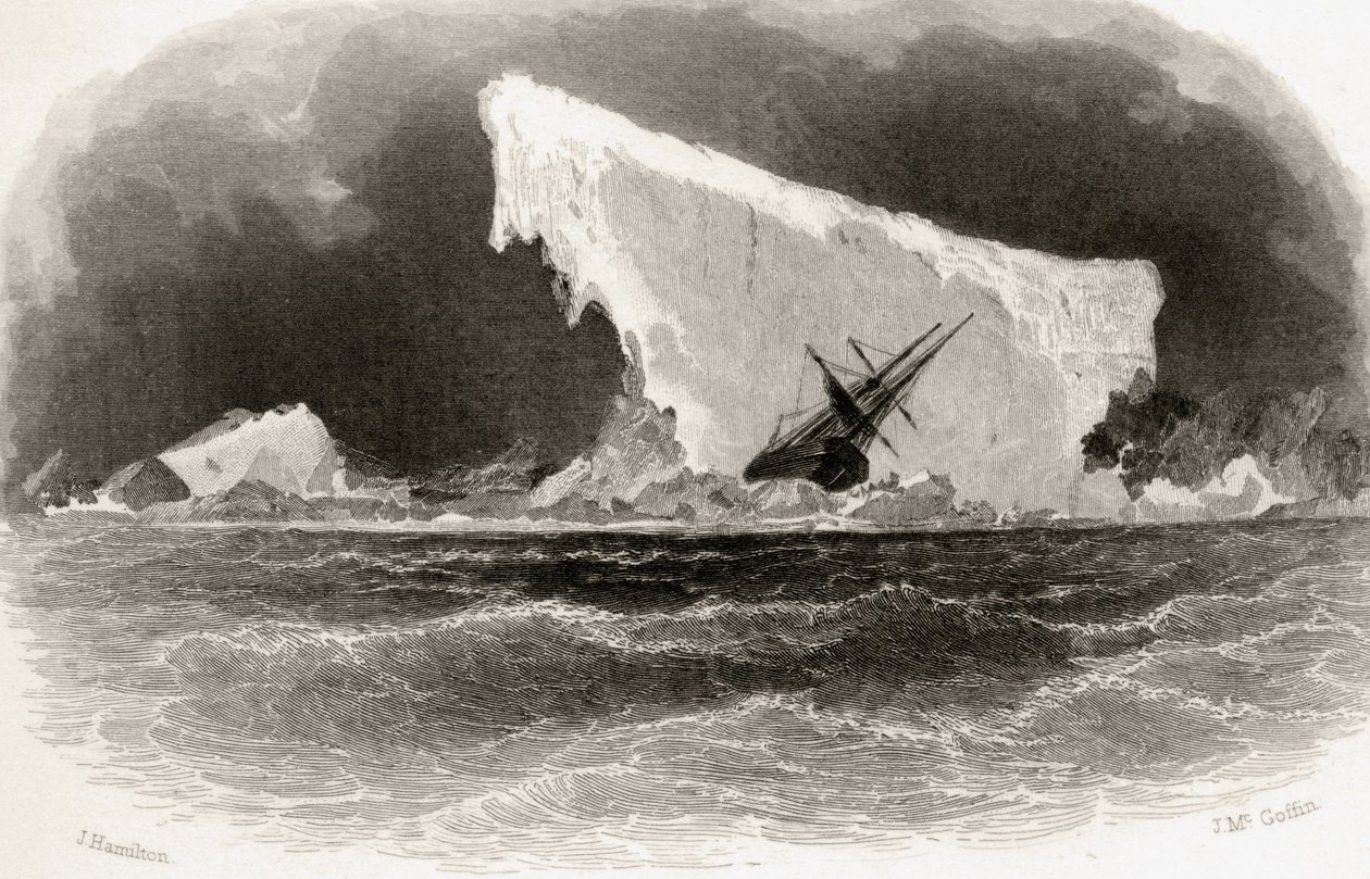 Naufrage sur un iceberg, gravé par J. McGoffin, illustration de titre de 