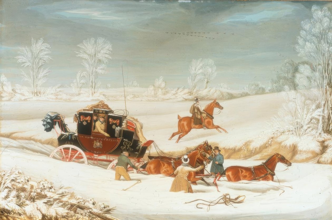 La diligence dans une dérive de neige - James Pollard