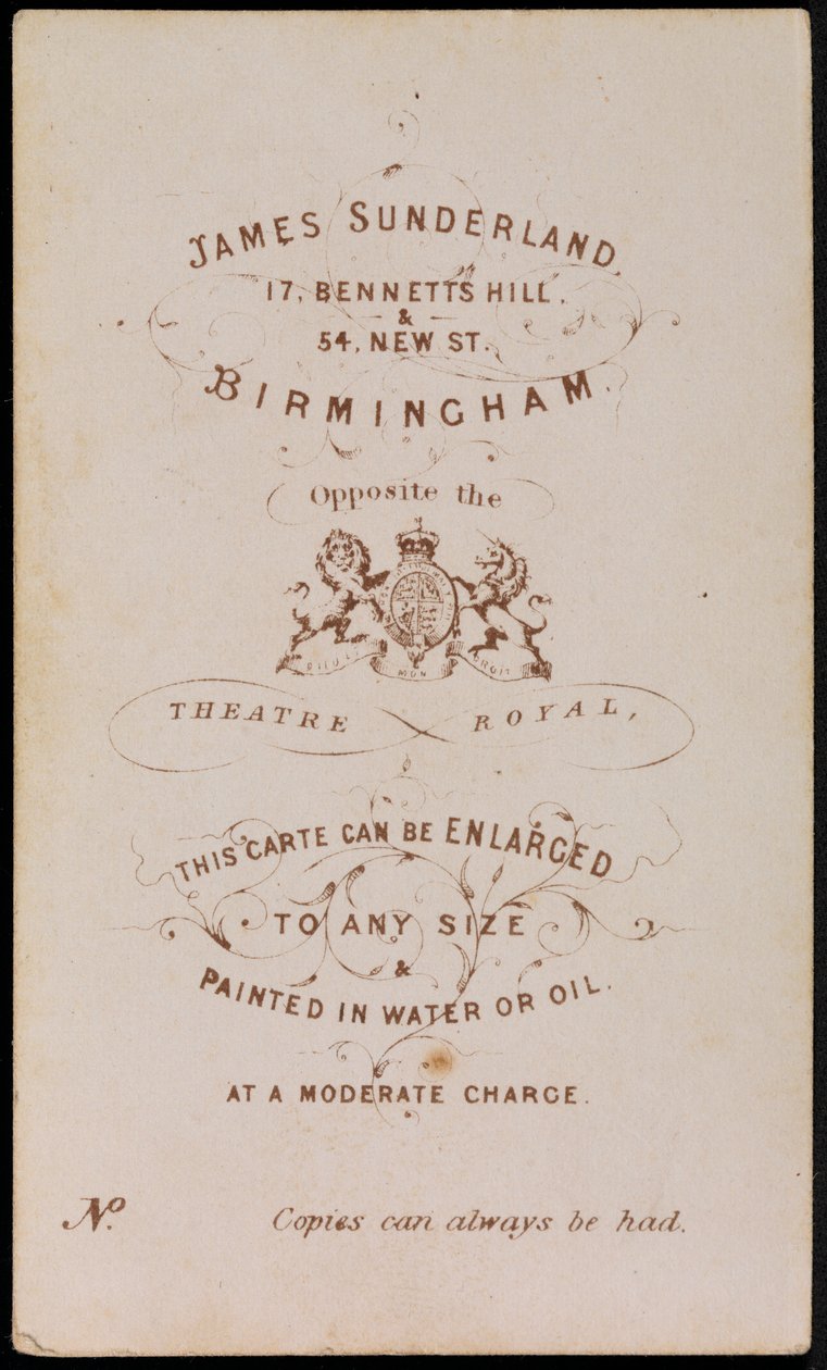 Impression du photographe, c.1870 (carte imprimée) - James Sunderland