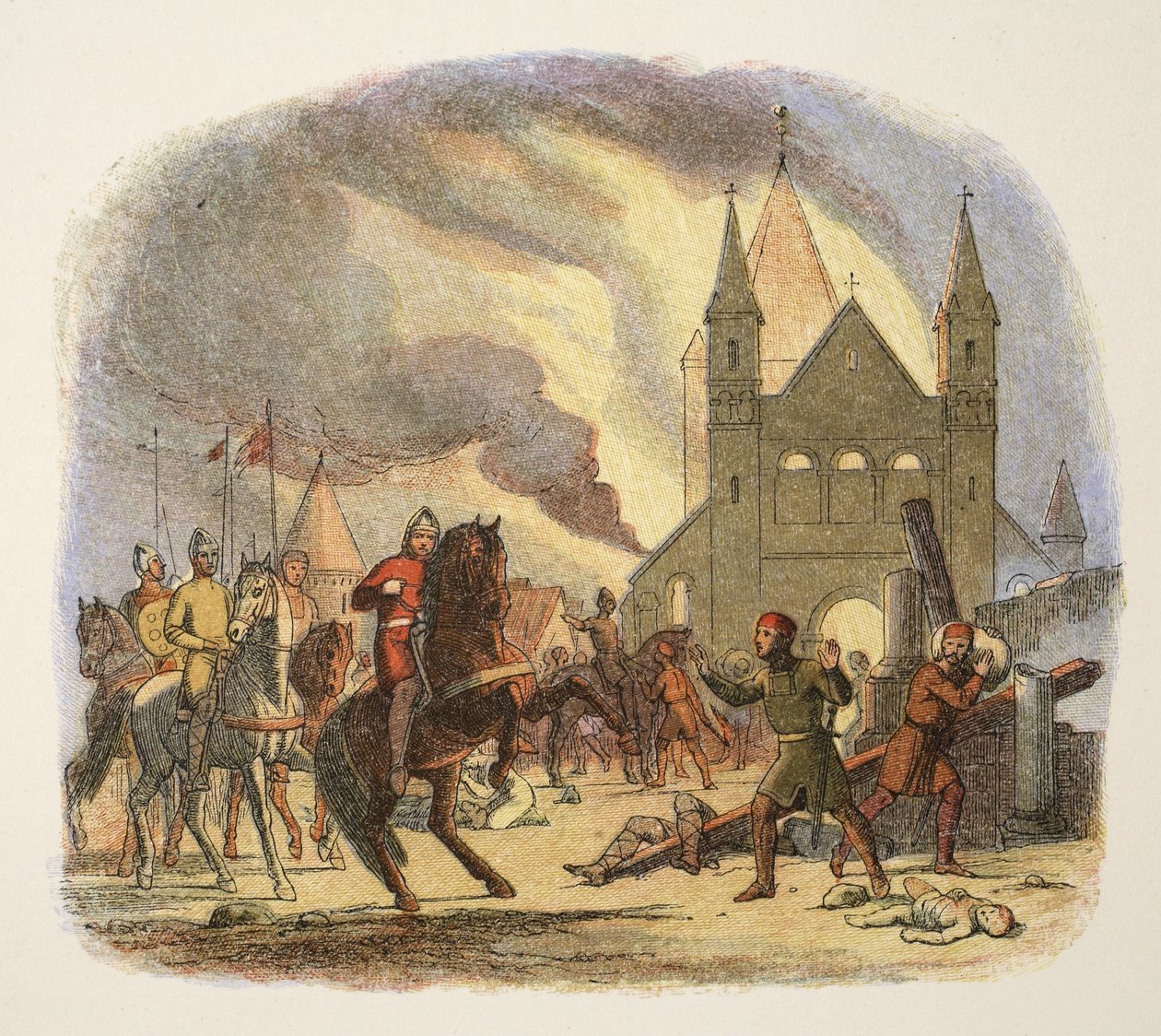 Guillaume Ier recevant une blessure mortelle à Mantes, France, 1087, d