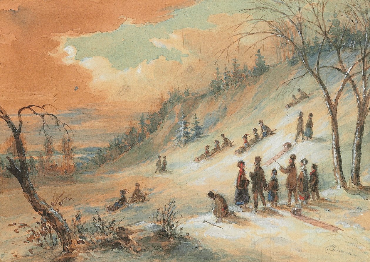 Luge sur une colline, près de Montréal - James D. Duncan