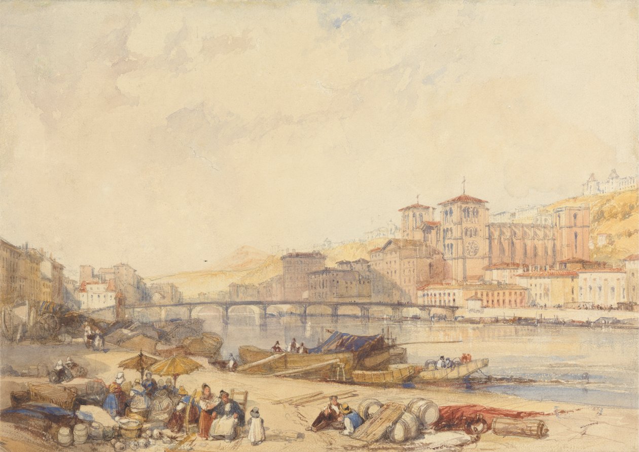 Lyon depuis le quai sur le Rhône - James Duffield Harding