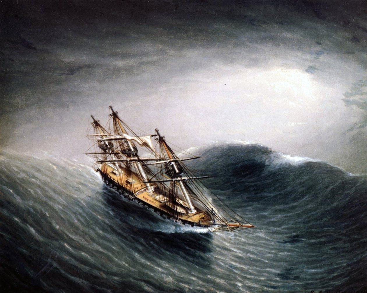 Un schooner en mer agitée - James E. Buttersworth