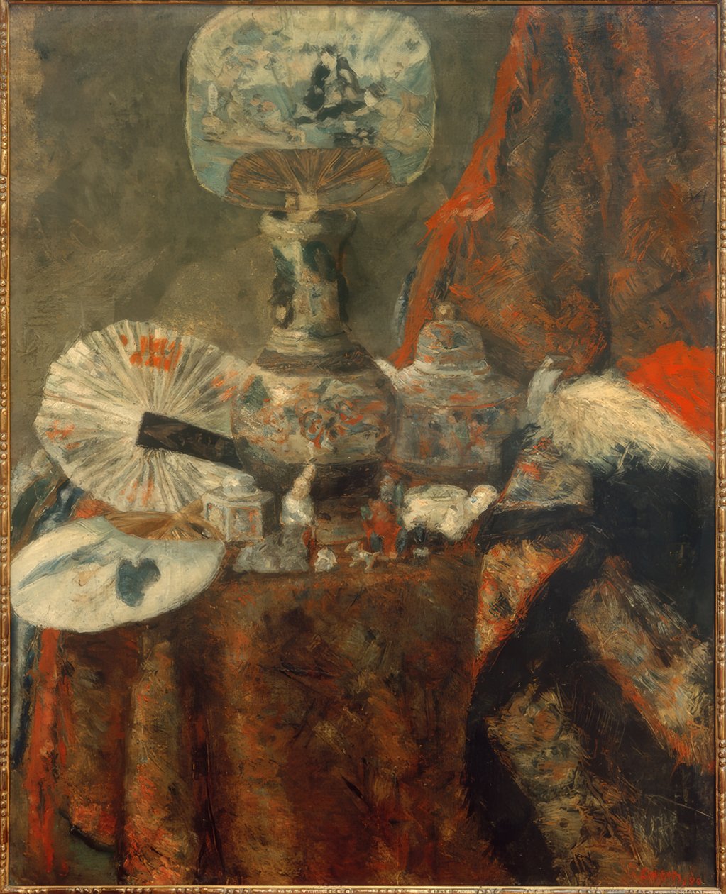 Chinoiseries, éventails et tissus - James Sidney Ensor