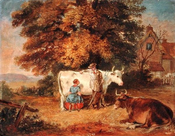 Scène rurale avec des vaches - James Flewitt Mullock