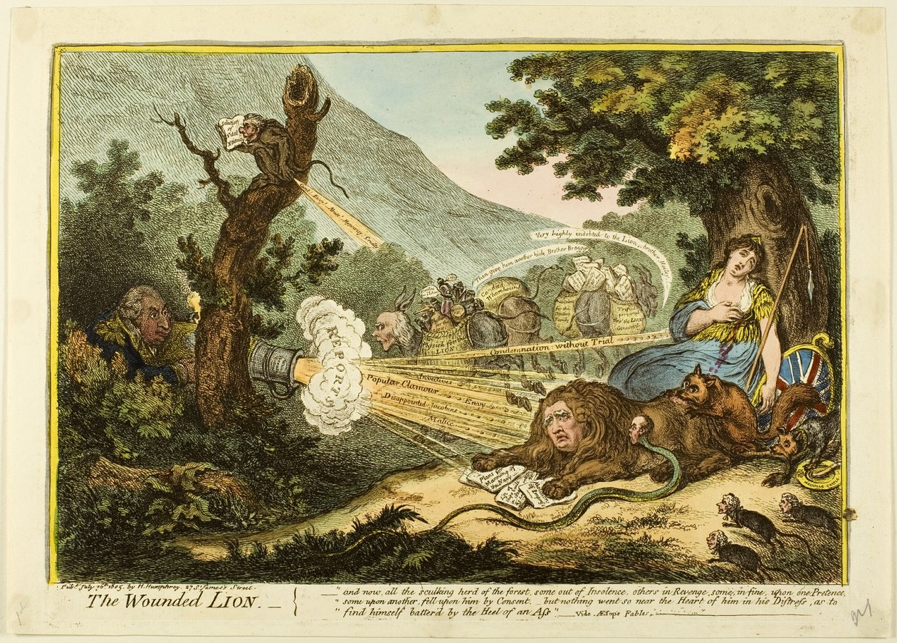 Le lion blessé - James Gillray