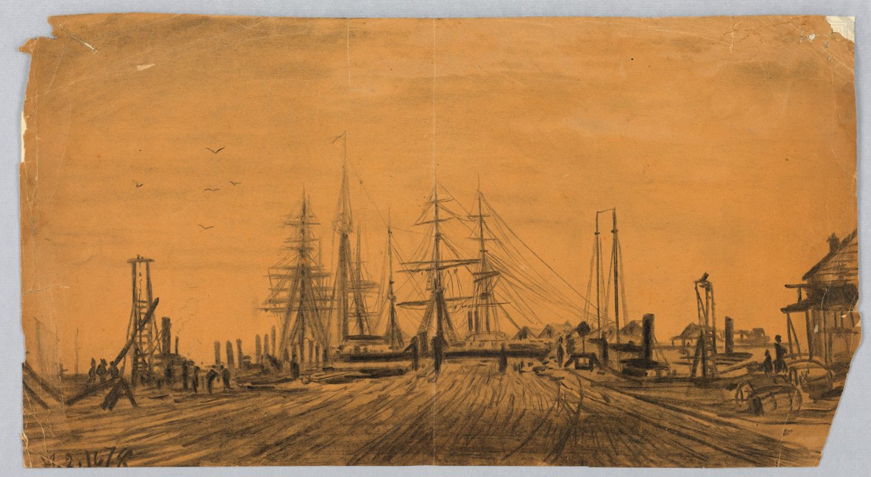 Chantier naval et quai - James Henry Moser