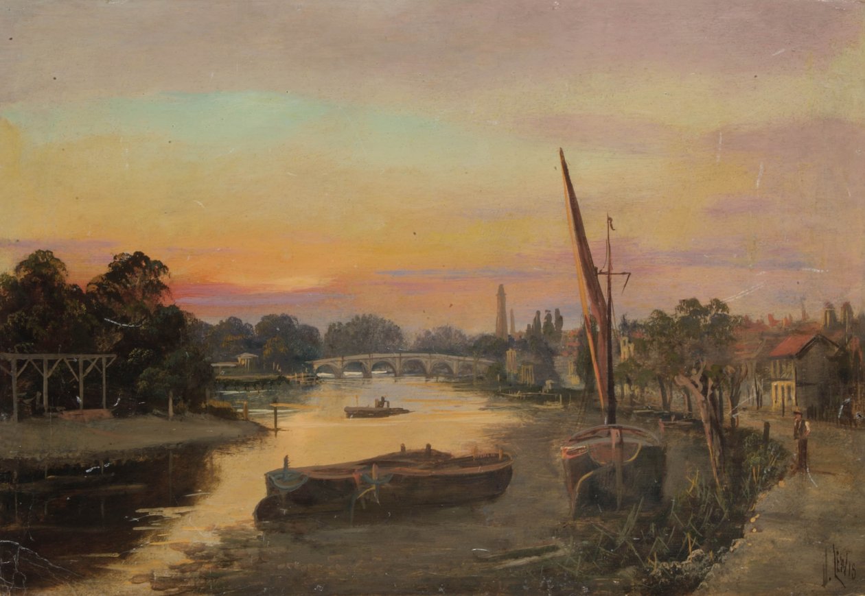 Kew au coucher du soleil - Pont de Kew - James Lewis