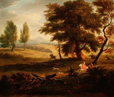 Partie de chasse dans un paysage étendu - James Ross
