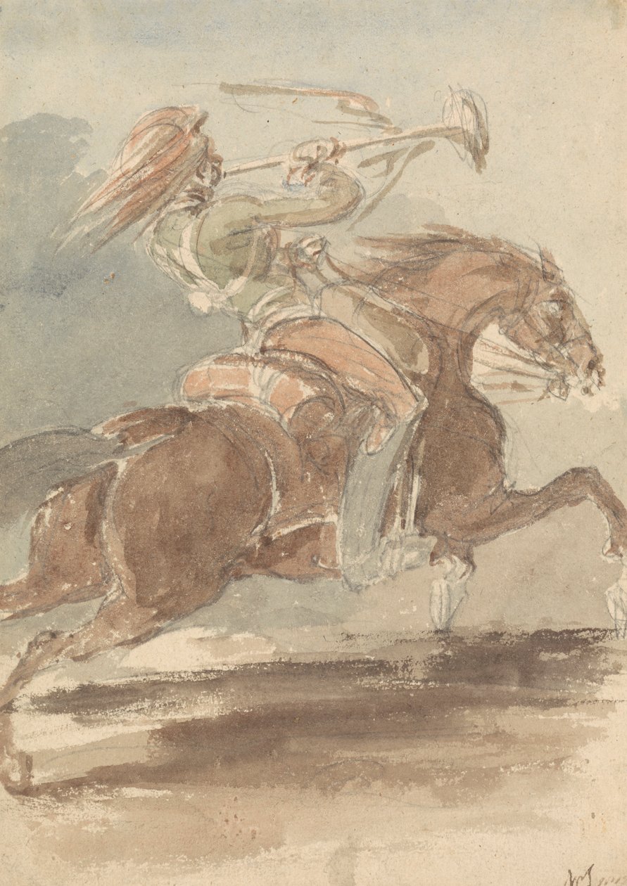 Trompettiste sur cheval au galop - James Stuart