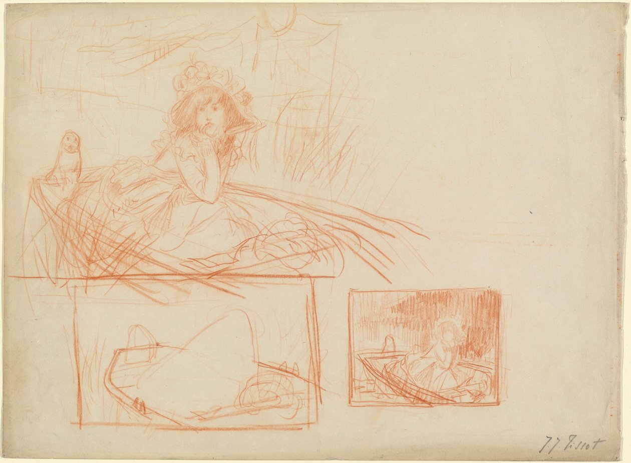 Jeune fille pensive à la dérive dans un bateau - James Tissot