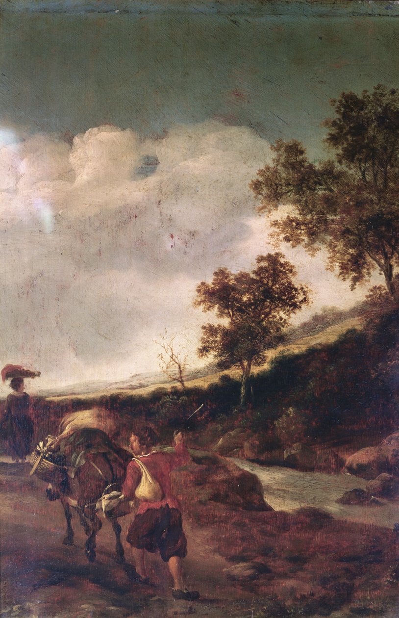 Paysanne conduisant une mule chargée, 17ème siècle - Jan Dirksz Both