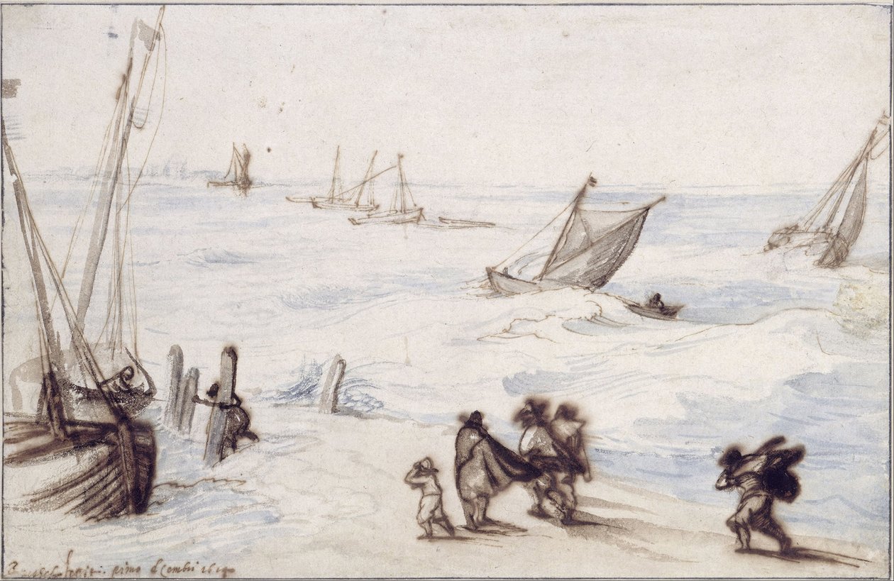 Plage avec des Voiliers et Mer Orageuse - Jan the Elder Brueghel